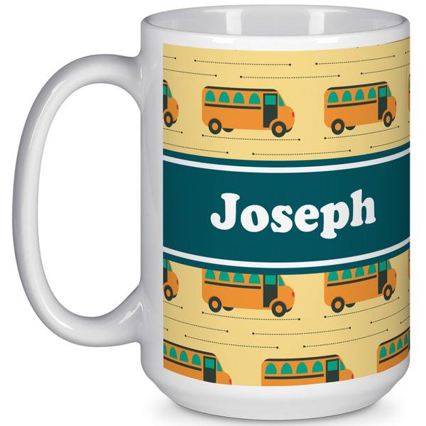Custom School Bus 15 Oz Coffee Mug - White (Personalized)