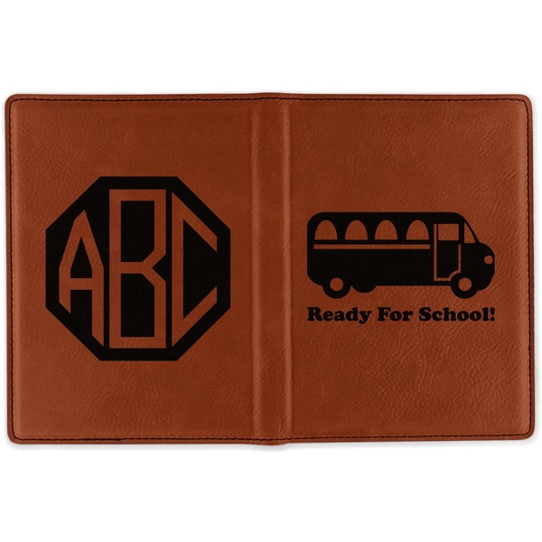 School Bus Cognac Leather Passport Holder Outside Double Sided - Apvl