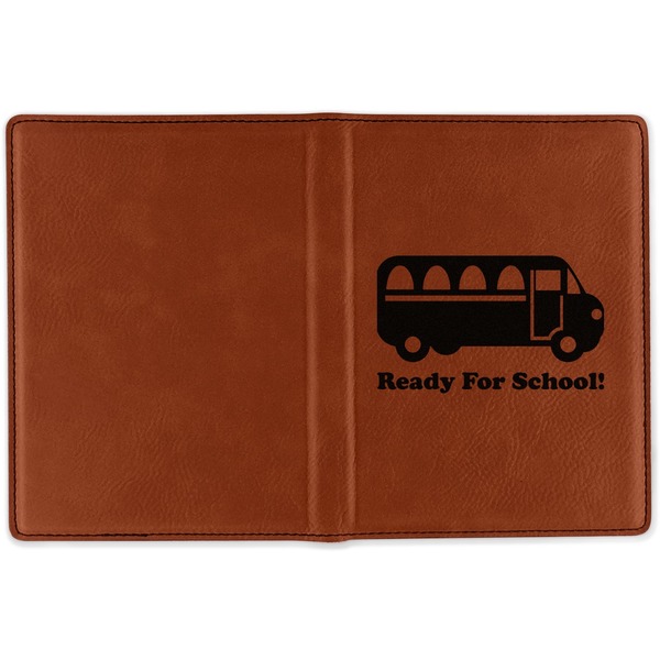 School Bus Cognac Leather Passport Holder Outside Single Sided - Apvl