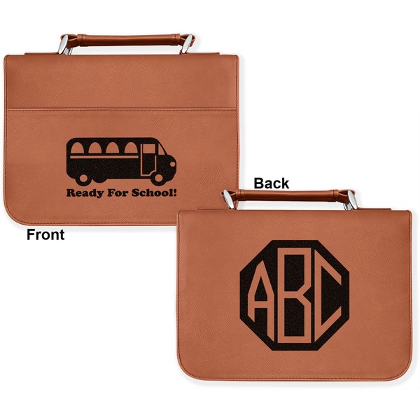School Bus Cognac Leatherette Bible Covers - Large Double Sided Apvl