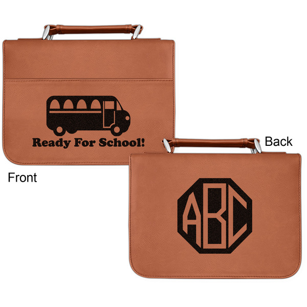 School Bus Cognac Leatherette Bible Covers - Small Double Sided Apvl