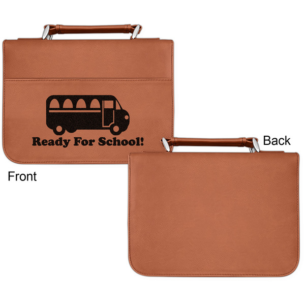 School Bus Cognac Leatherette Bible Covers - Small Single Sided Apvl
