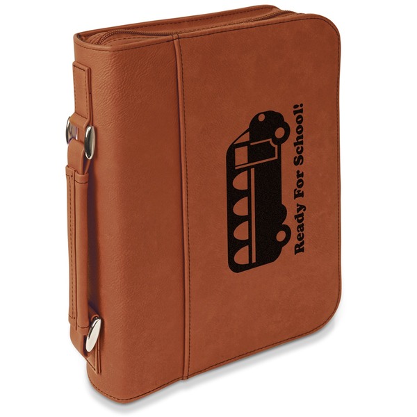 Custom School Bus Leatherette Bible Cover with Handle & Zipper - Small - Double Sided (Personalized)