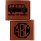 School Bus Cognac Leatherette Bifold Wallets - Front and Back