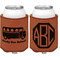 School Bus Cognac Leatherette Can Sleeve - Double Sided Front and Back