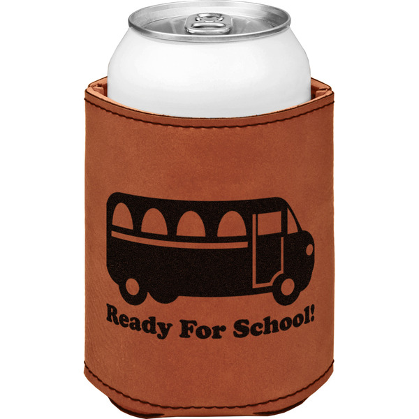 Custom School Bus Leatherette Can Sleeve - Double Sided (Personalized)