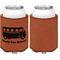 School Bus Cognac Leatherette Can Sleeve - Single Sided Front and Back