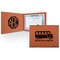 School Bus Cognac Leatherette Diploma / Certificate Holders - Front and Inside - Main