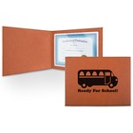 School Bus Leatherette Certificate Holder - Front (Personalized)