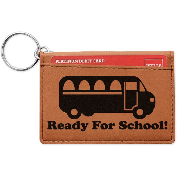 Custom School Bus Leatherette Keychain ID Holder - Double Sided (Personalized)