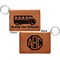 School Bus Cognac Leatherette Keychain ID Holders - Front and Back Apvl