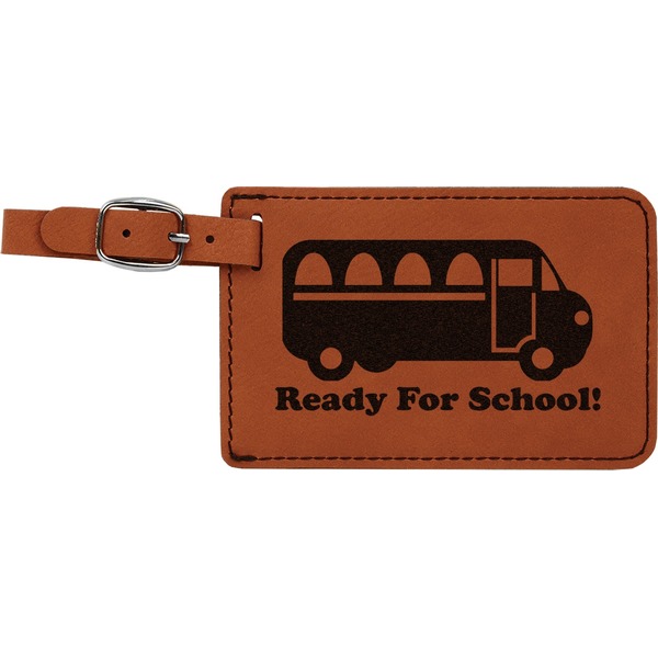Custom School Bus Leatherette Luggage Tag (Personalized)