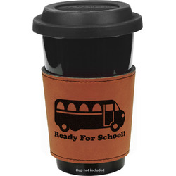 School Bus Leatherette Cup Sleeve - Double Sided (Personalized)