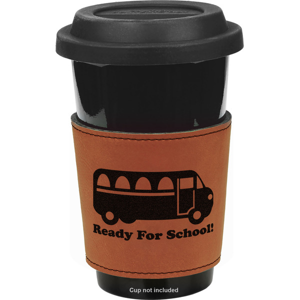 Custom School Bus Leatherette Cup Sleeve - Single Sided (Personalized)