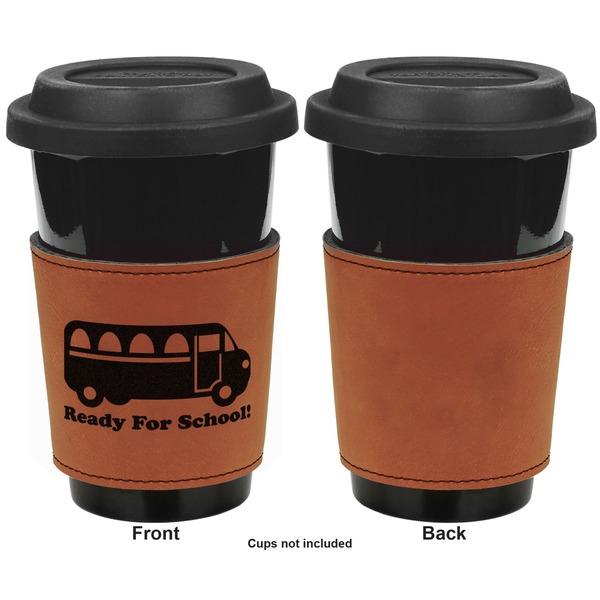 School Bus Cognac Leatherette Mug Sleeve - Single Sided Apvl
