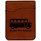 School Bus Cognac Leatherette Phone Wallet close up