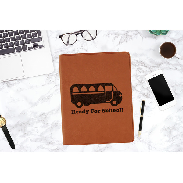School Bus Cognac Leatherette Portfolios - Lifestyle Image