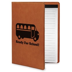 School Bus Leatherette Portfolio with Notepad - Small - Double Sided (Personalized)