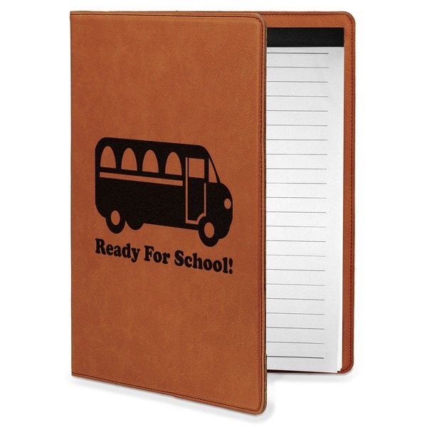 Custom School Bus Leatherette Portfolio with Notepad - Small - Single Sided (Personalized)