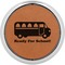 School Bus Cognac Leatherette Round Coasters w/ Silver Edge - Single