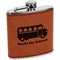 School Bus Cognac Leatherette Wrapped Stainless Steel Flask