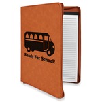 School Bus Leatherette Zipper Portfolio with Notepad - Double Sided (Personalized)