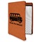 School Bus Cognac Leatherette Zipper Portfolios with Notepad - Main
