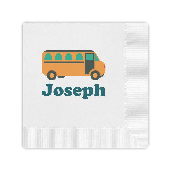 Custom School Bus Coined Cocktail Napkins (Personalized)