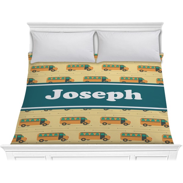 Custom School Bus Comforter - King (Personalized)