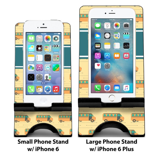 School Bus Compare Phone Stand Sizes - with iPhones