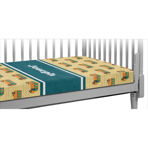 Custom School Bus Crib Fitted Sheet (Personalized)