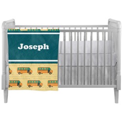 School Bus Crib Comforter / Quilt (Personalized)