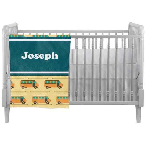 Custom School Bus Crib Comforter / Quilt (Personalized)