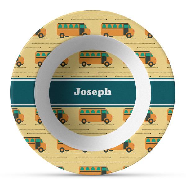 Custom School Bus Plastic Bowl - Microwave Safe - Composite Polymer (Personalized)
