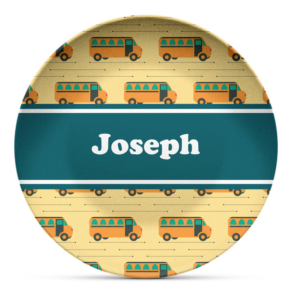 Custom School Bus Microwave Safe Plastic Plate - Composite Polymer (Personalized)
