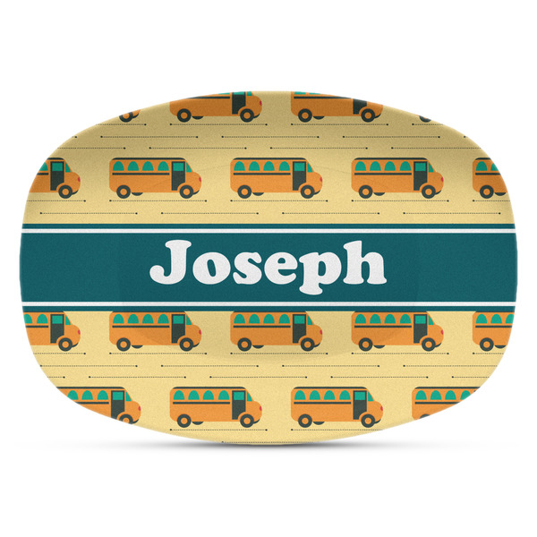 Custom School Bus Plastic Platter - Microwave & Oven Safe Composite Polymer (Personalized)
