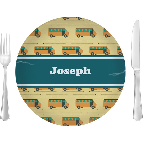 Custom School Bus Glass Lunch / Dinner Plate 10" (Personalized)