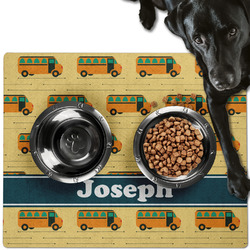 School Bus Dog Food Mat - Large w/ Name or Text