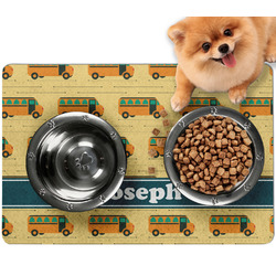 School Bus Dog Food Mat - Small w/ Name or Text