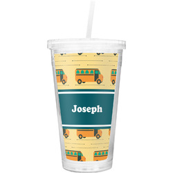School Bus Double Wall Tumbler with Straw (Personalized)