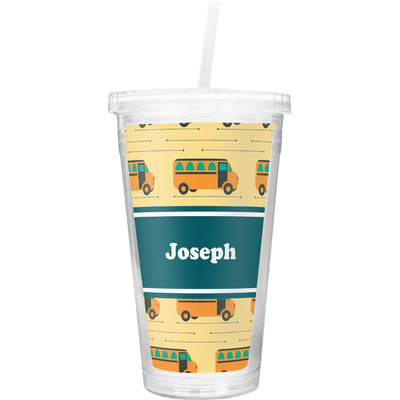 School Bus Double Wall Tumbler with Straw (Personalized)