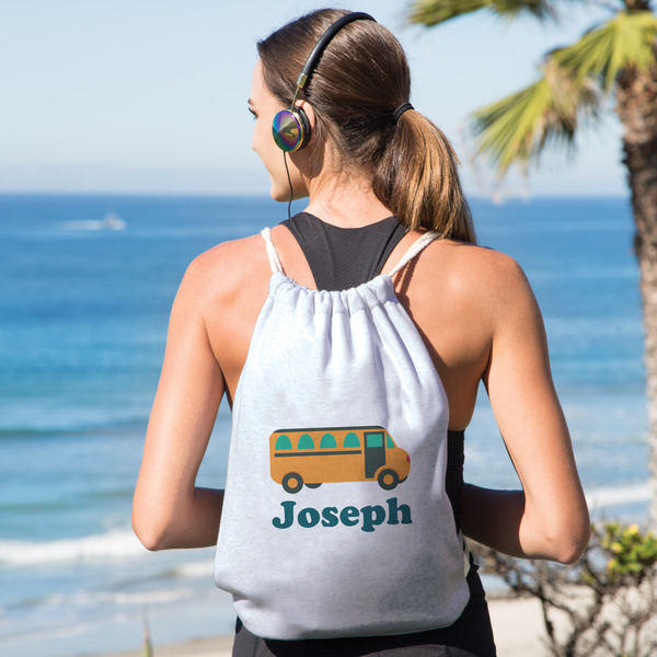 School Bus Drawstring Backpacks - Sweatshirt Fleece - Single Sided - LIFESTYLE