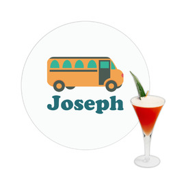 School Bus Printed Drink Topper -  2.5" (Personalized)