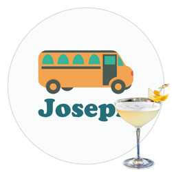 School Bus Printed Drink Topper - 3.5" (Personalized)