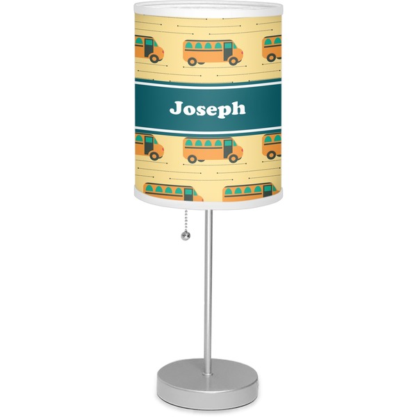 Custom School Bus 7" Drum Lamp with Shade Linen (Personalized)