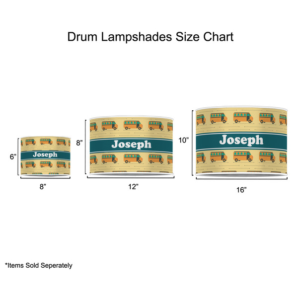 School Bus Drum Lampshades - Sizing Chart