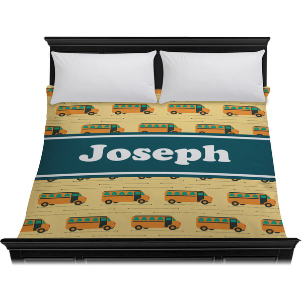 School Bus Duvet Cover - King - On Bed - No Prop