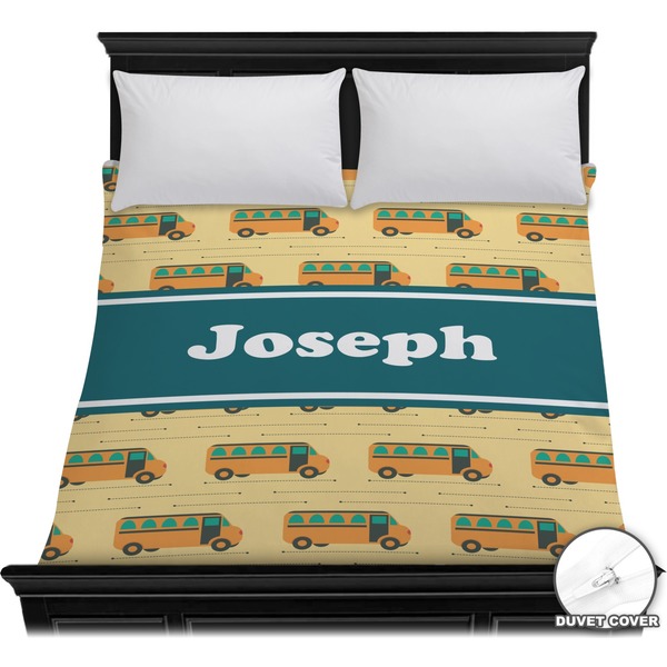 Custom School Bus Duvet Cover - Full / Queen (Personalized)