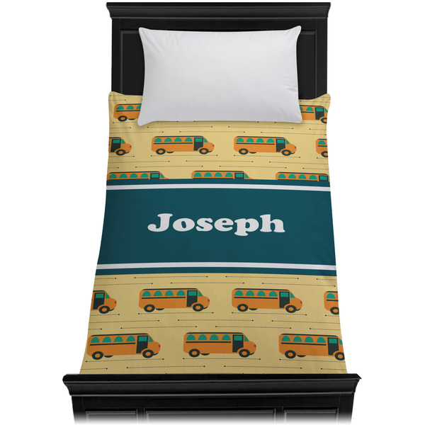 School Bus Duvet Cover - Twin - On Bed - No Prop