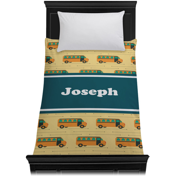 School Bus Duvet Cover - Twin XL - On Bed - No Prop